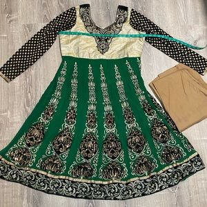 Beautiful Green Anarkali Gown with Pajami